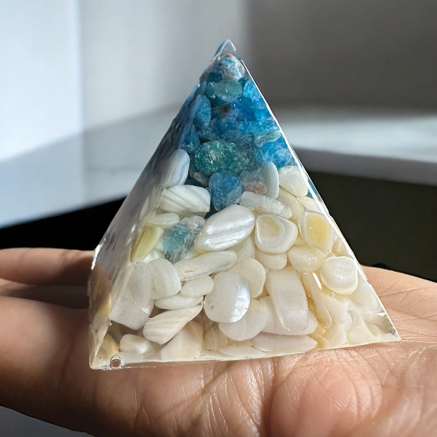 Blue Apatite and Shell Pyramid