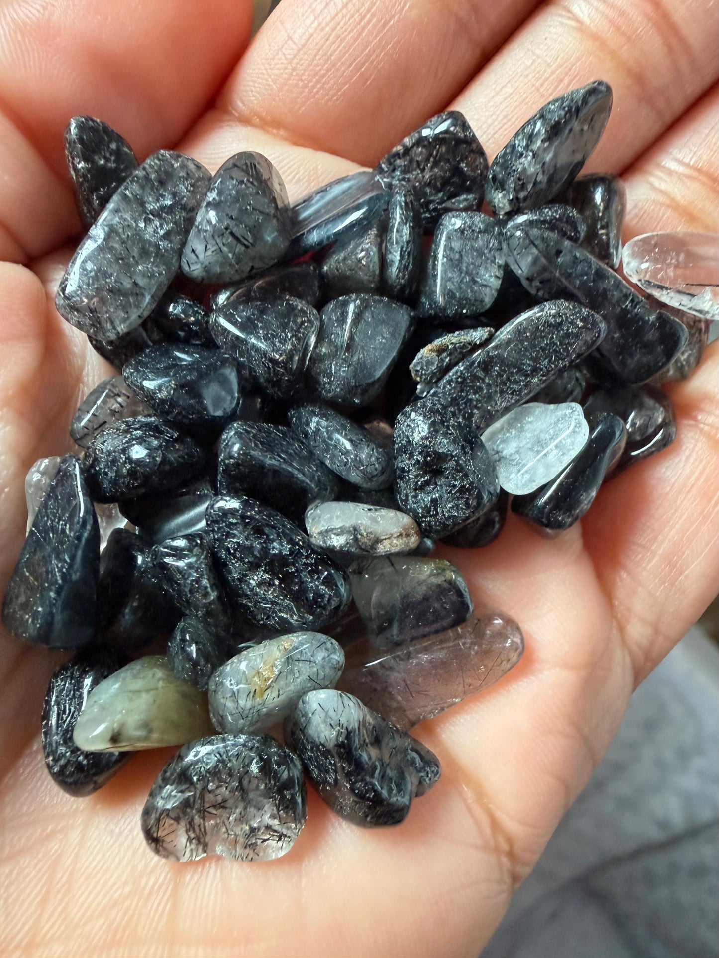 Black Tourmaline with Quartz Chips 150g Bag